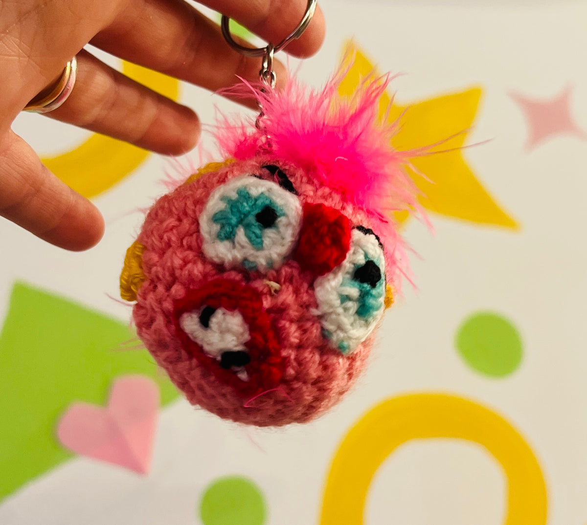Crocheted punk Blobby keyrings