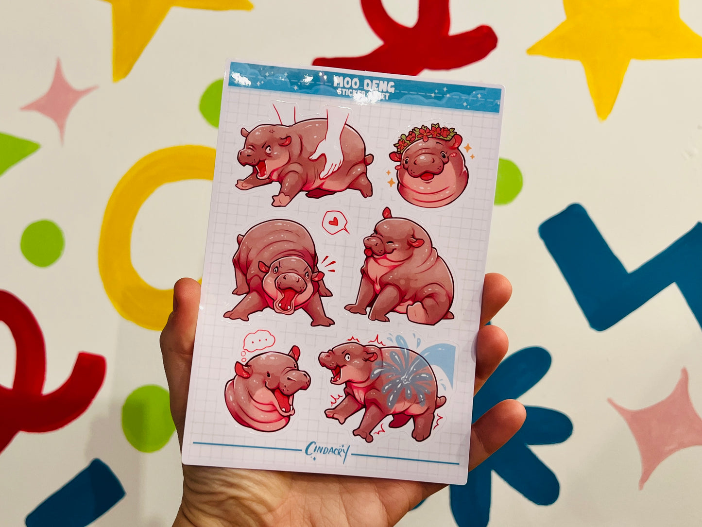 Moo Pygmy Hippo Inspired Vinyl Sticker Sheet
