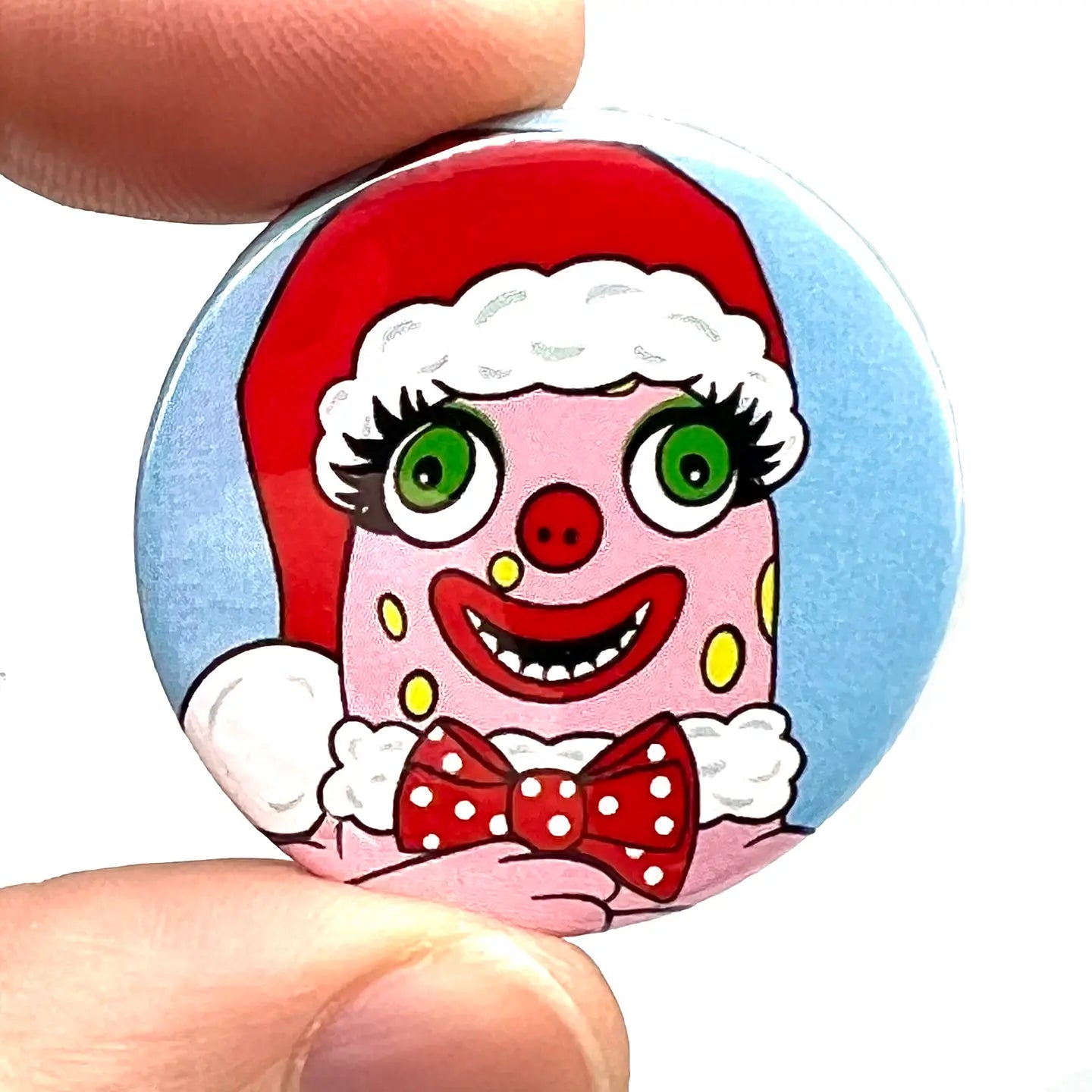 Christmas Mr Blobby inspired Badge