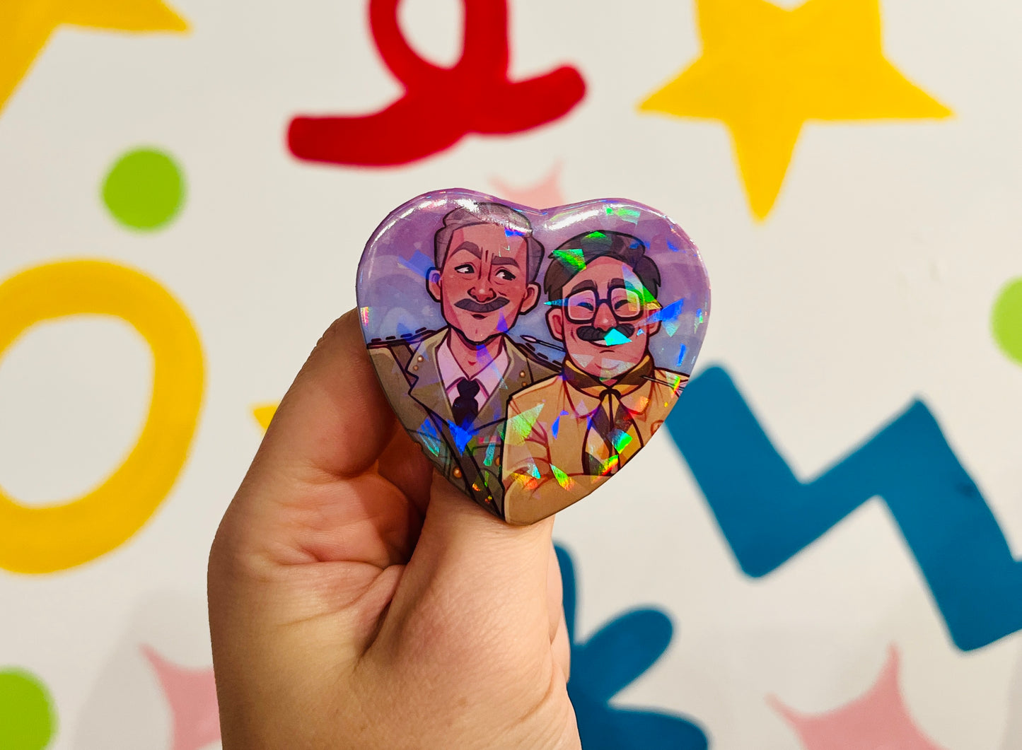 Ghosts besties glitter heart badge