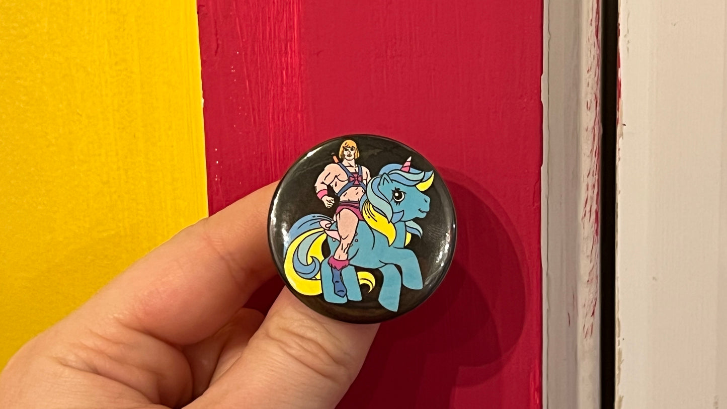 He Man Riding My Little Pony Inspired Badge