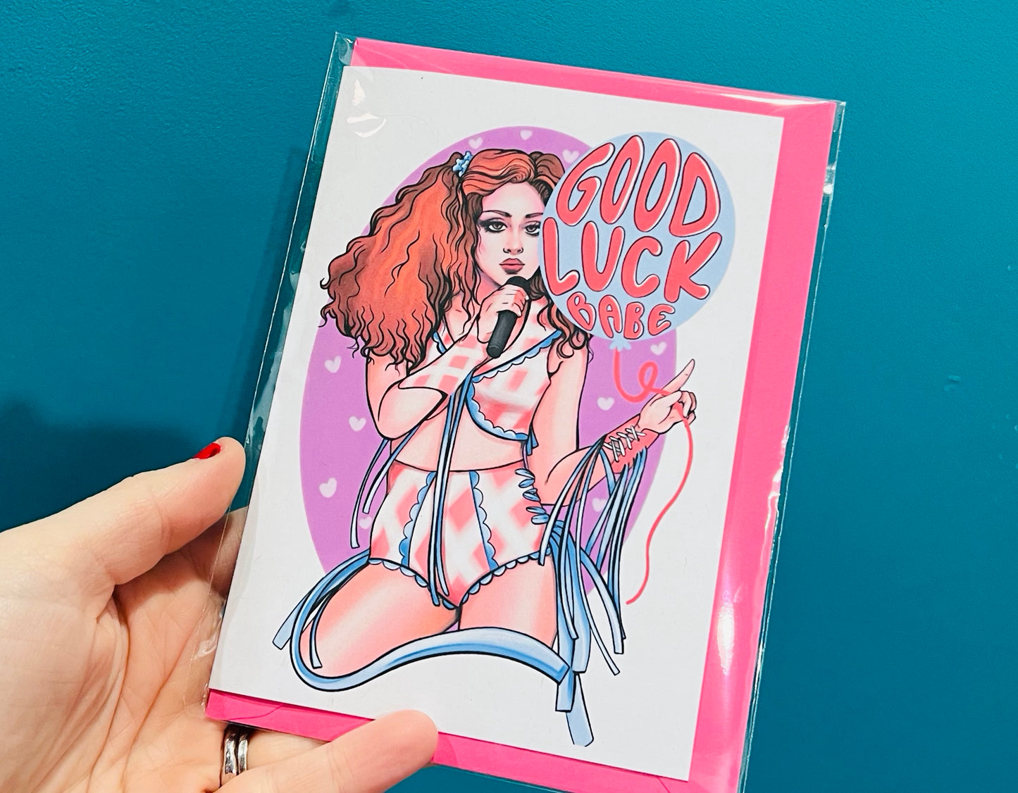 Good Luck Babe Chappell Roan inspired card