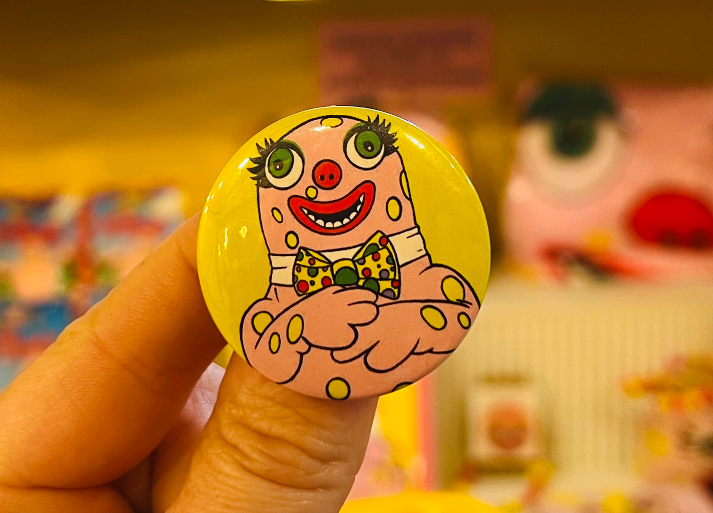 Mr Blobby inspired Badge