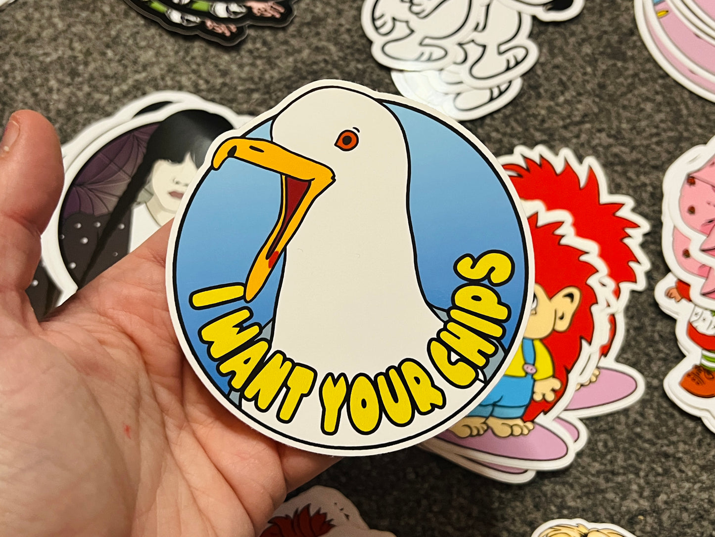 I Want Your Chips Seagull vinyl sticker