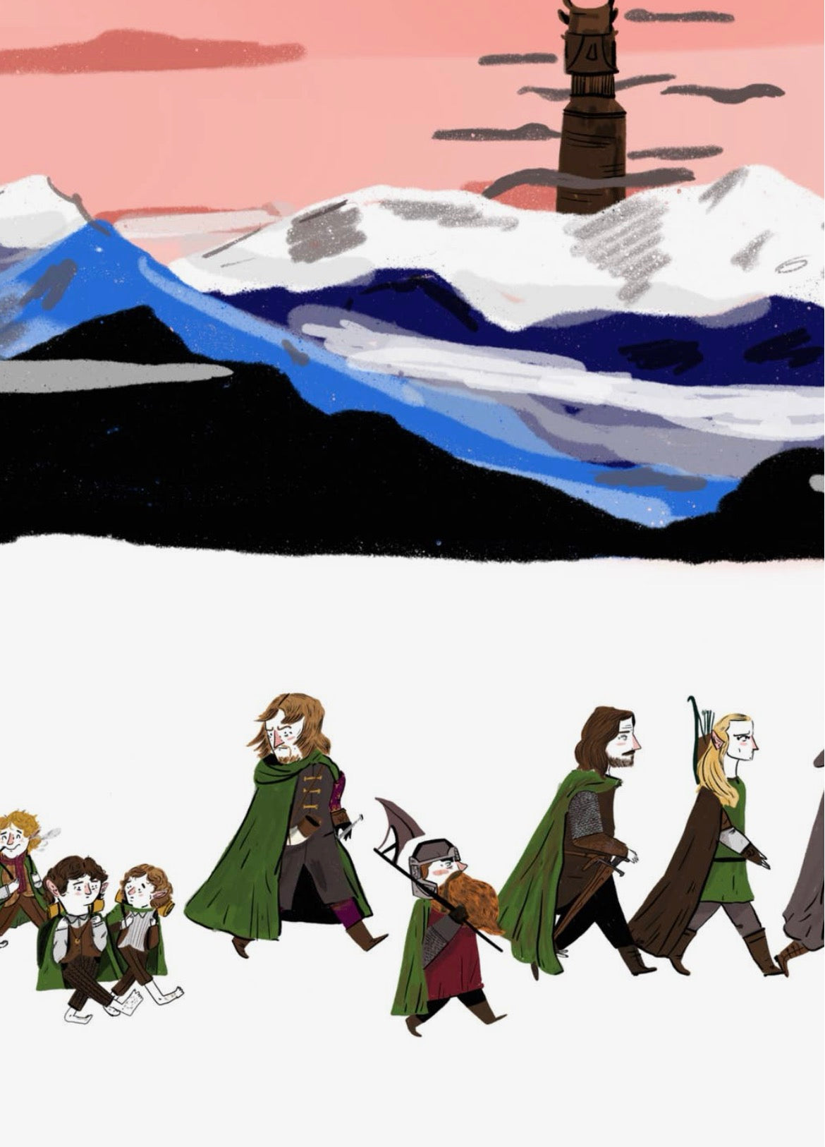 Fellowship LOTR inspired A4 Print