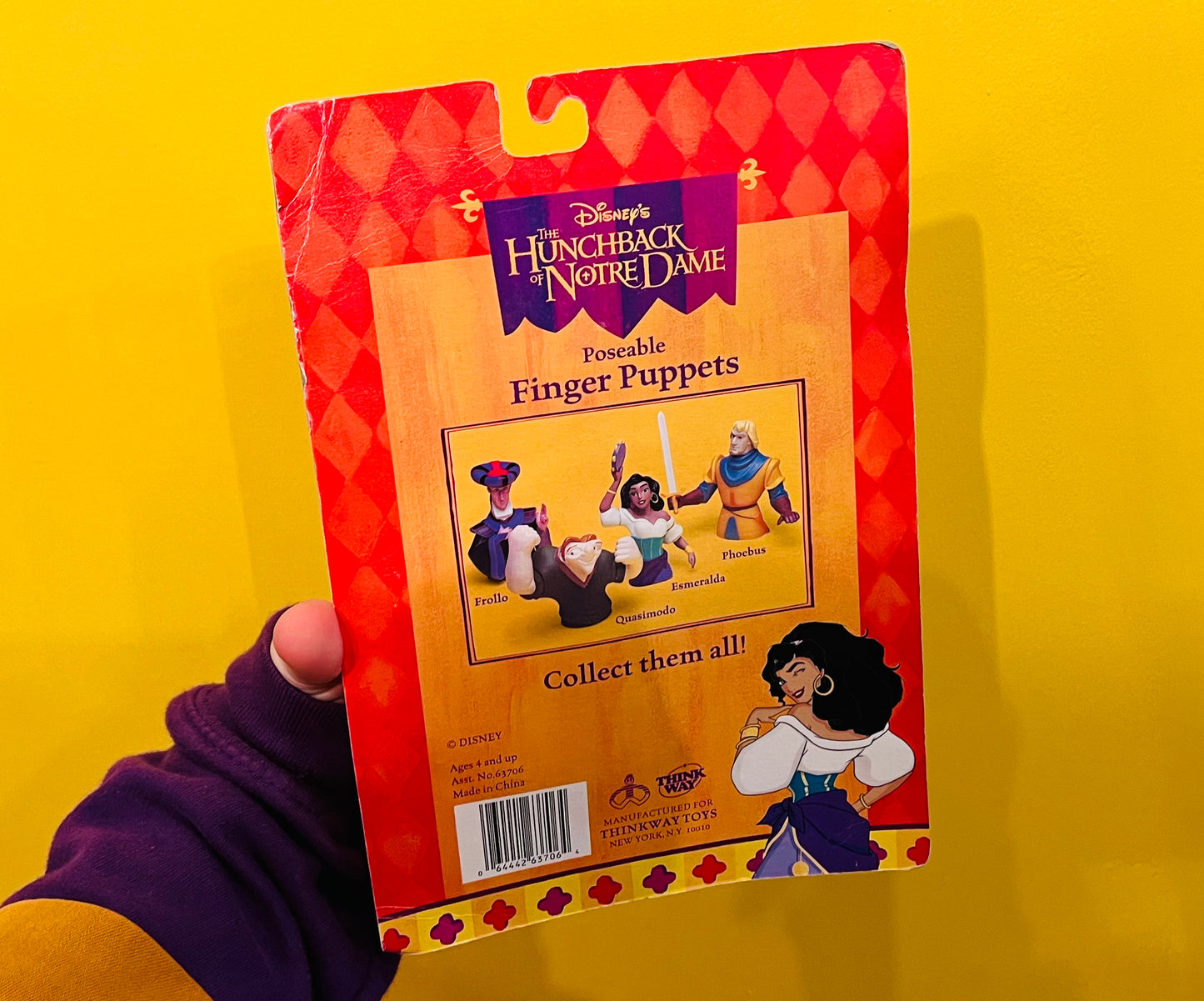 Vintage Disney boxed Hunchback of Notre Dame finger puppet