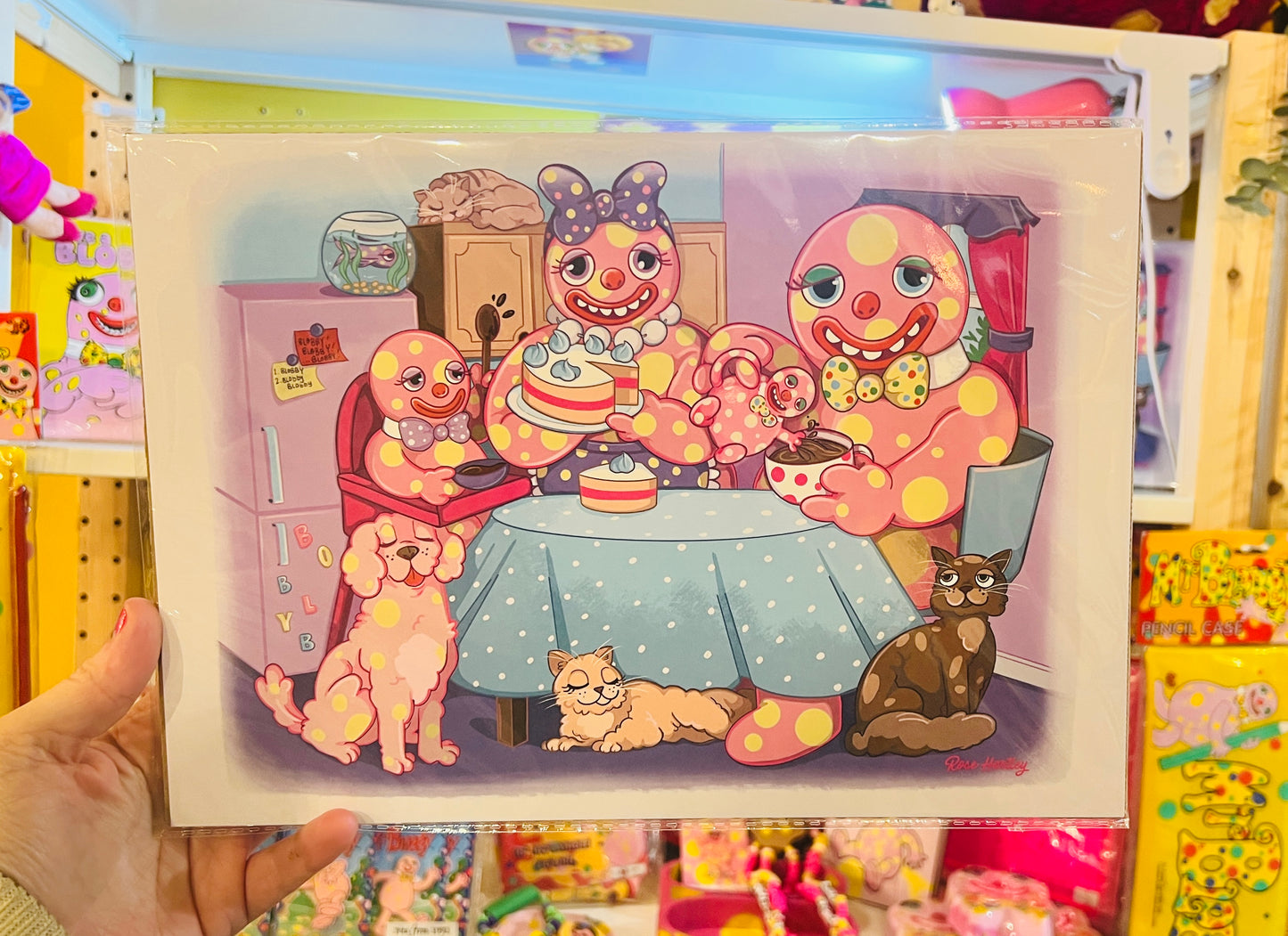 Mr Blobby Family A4 Print