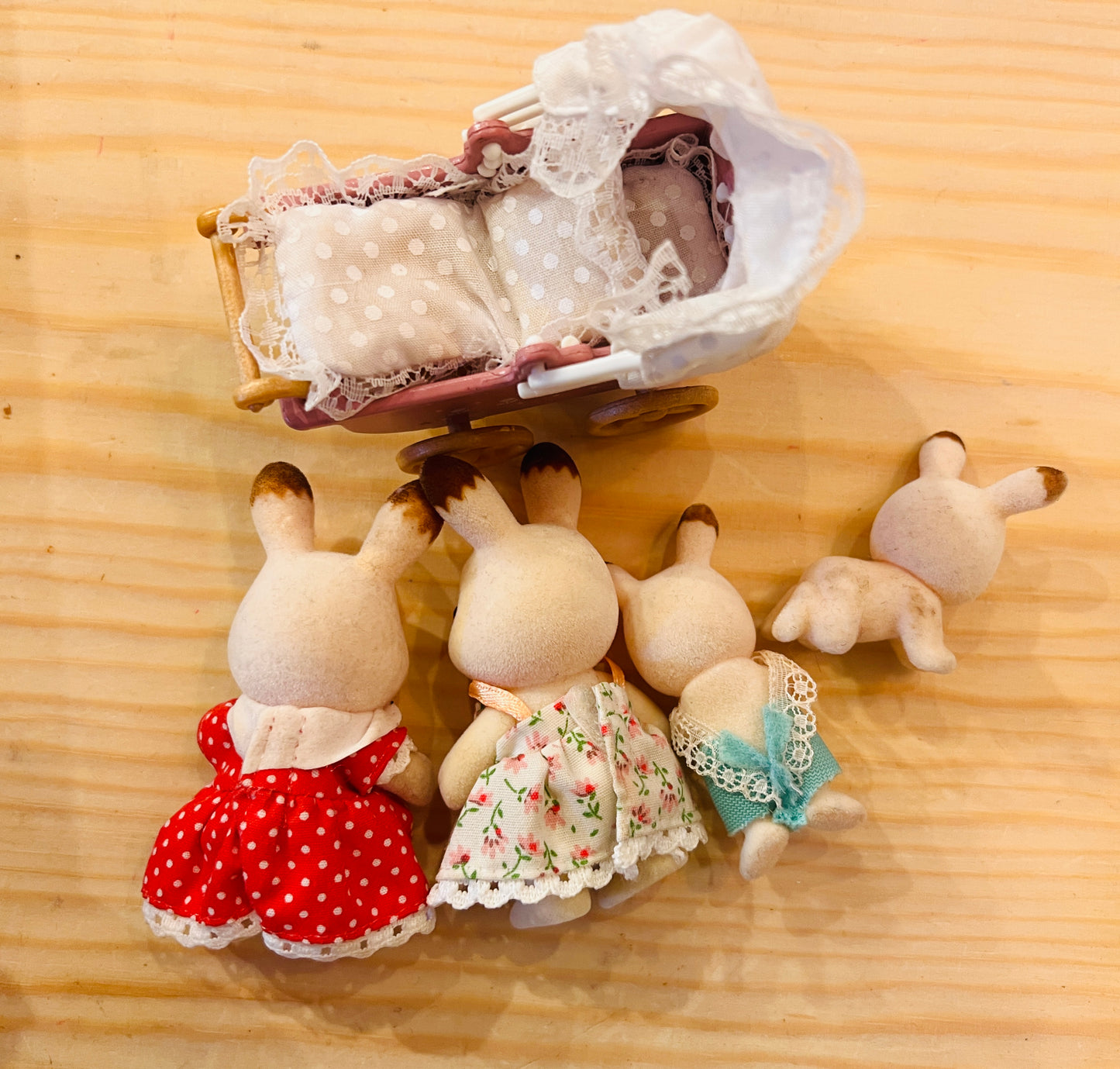 Sylvanian Rabbit family with pram