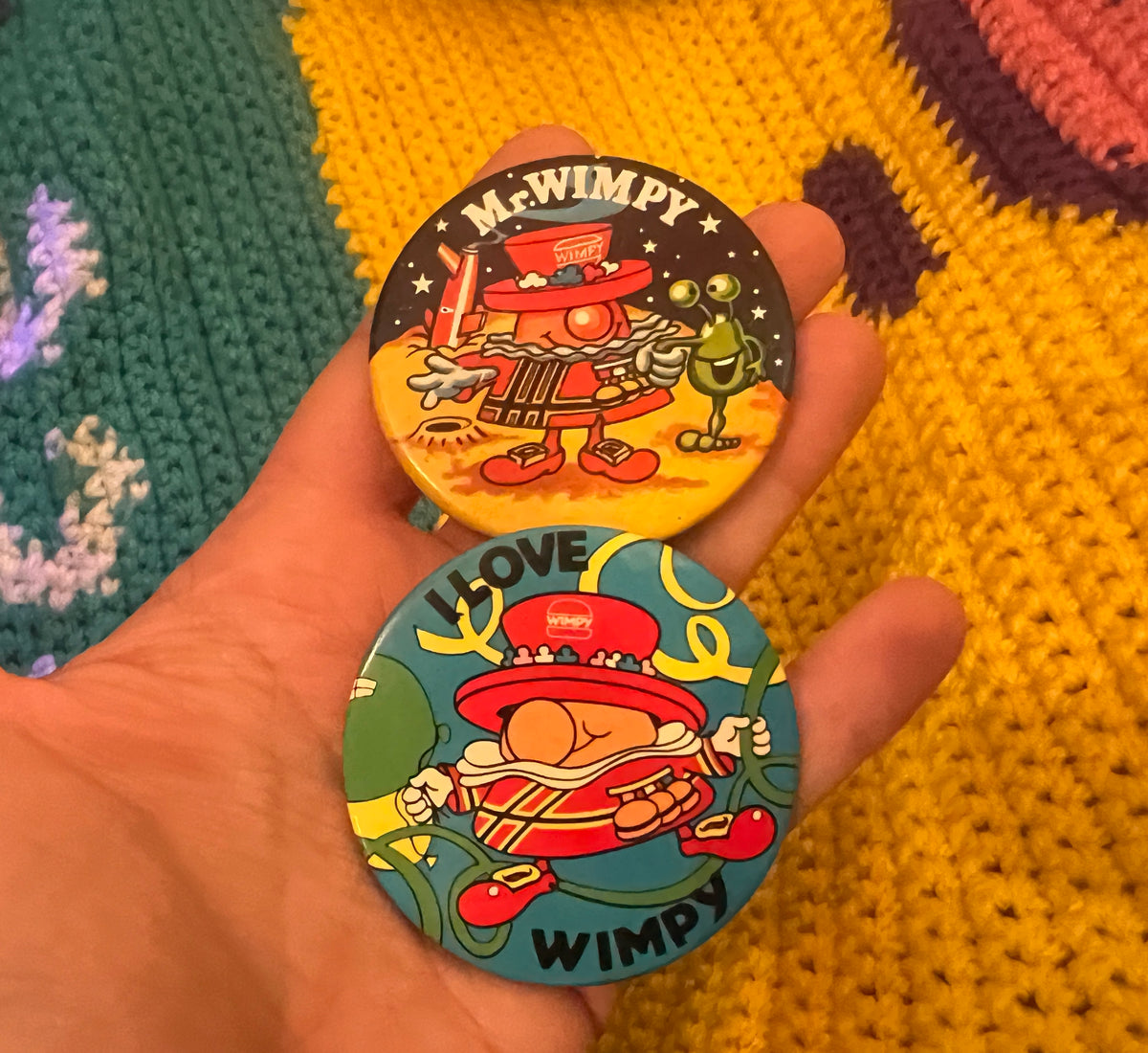 90's Wimpy vintage Badges