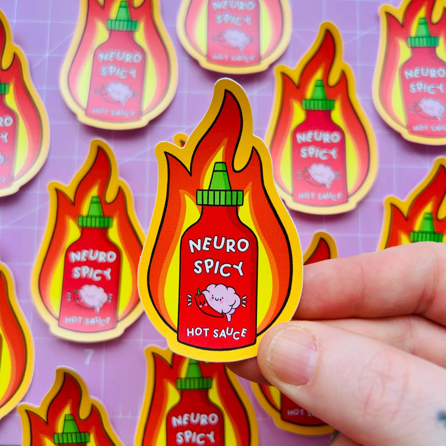 Neurospicy Hot Sauce Holographic Vinyl Sticker
