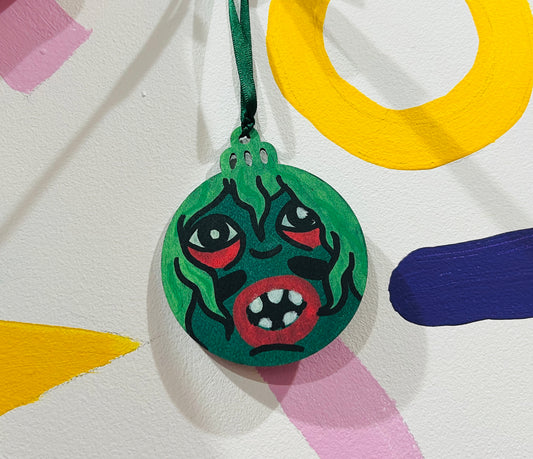 Old Gregg from The Mighty Boosh inspired wooden bauble