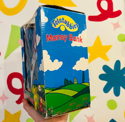1996 Teletubbies money box with packaging (missing stopper)
