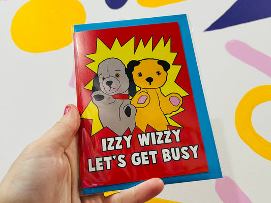 Izzy Wizzy Let’s Get Busy Sooty & Sweep inspired card