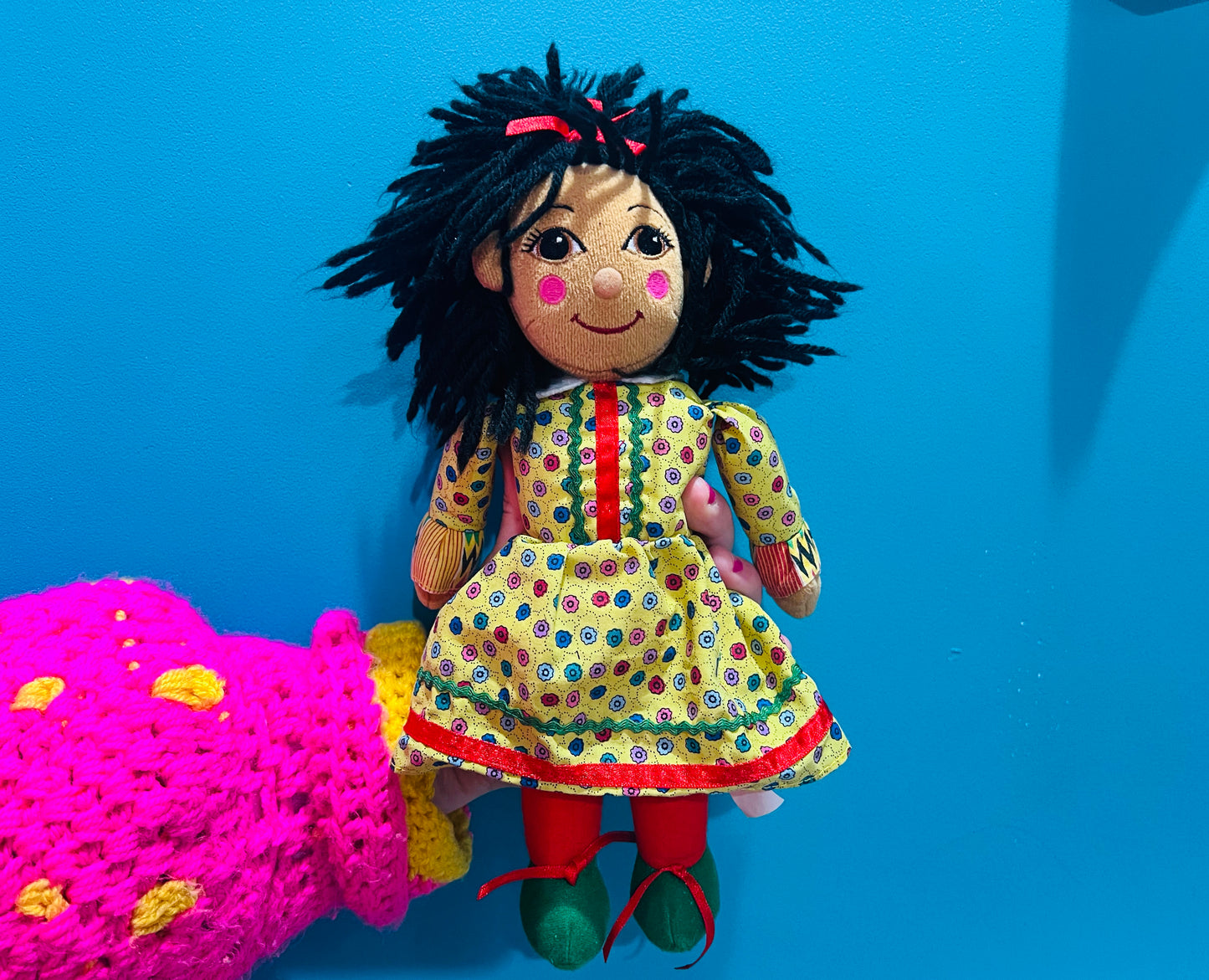 Rosie from Rosie & Jim plush beanie rag doll - FREE VINTAGE BADGE