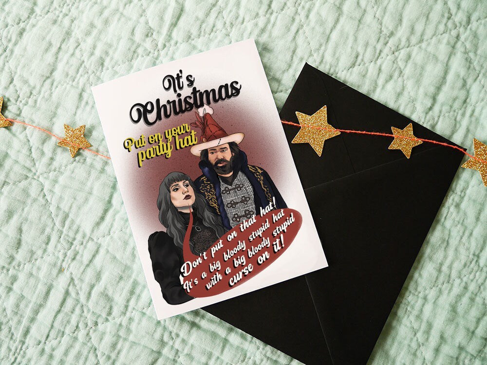 What We Do In The Shadows cursed hat inspired Christmas card