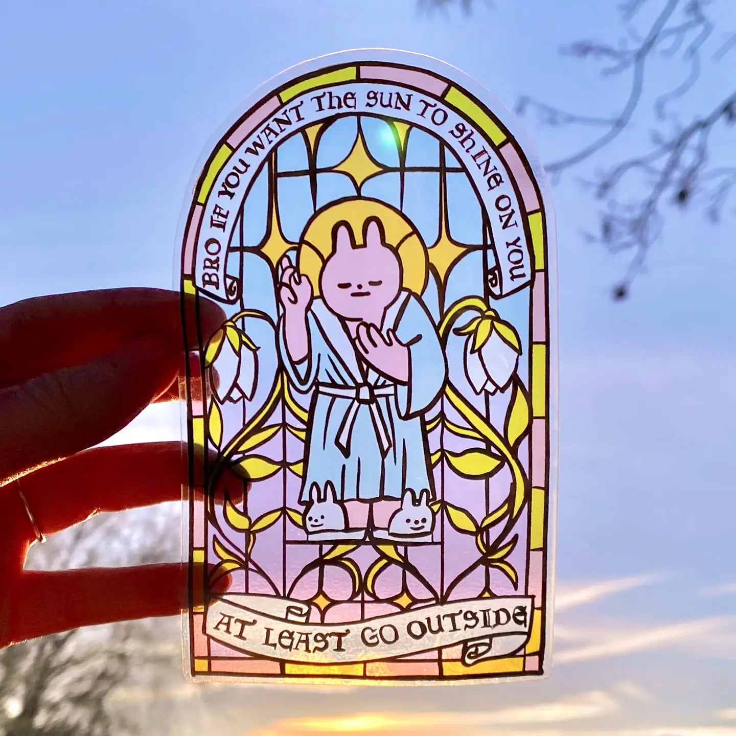 Stained Glass Bunny Sticker