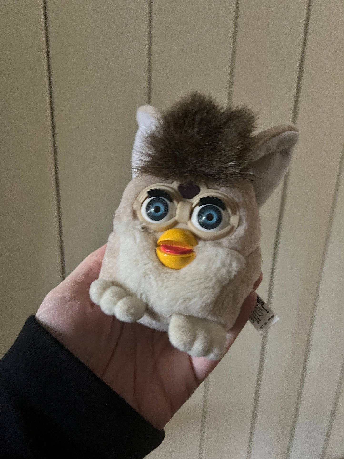 Furby white beige beanie plush