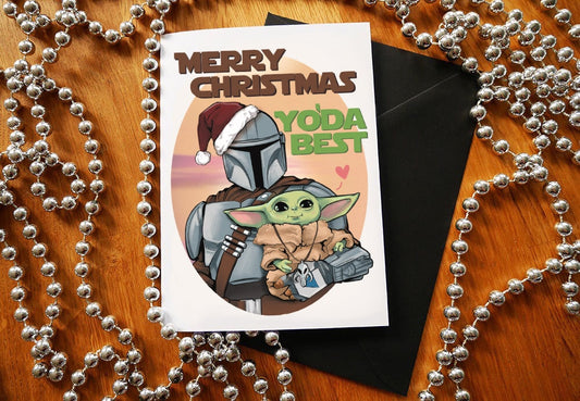 Merry Christmas Yoda best! The Mandalorian & Grogu Star Wars inspired card