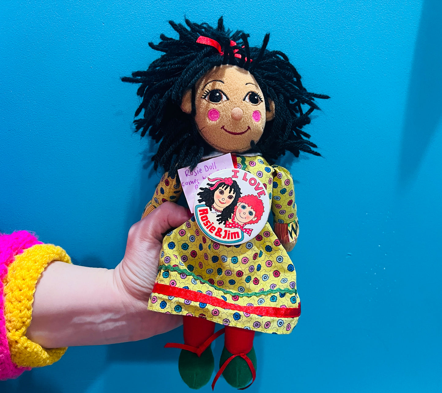 Rosie from Rosie & Jim plush beanie rag doll - FREE VINTAGE BADGE