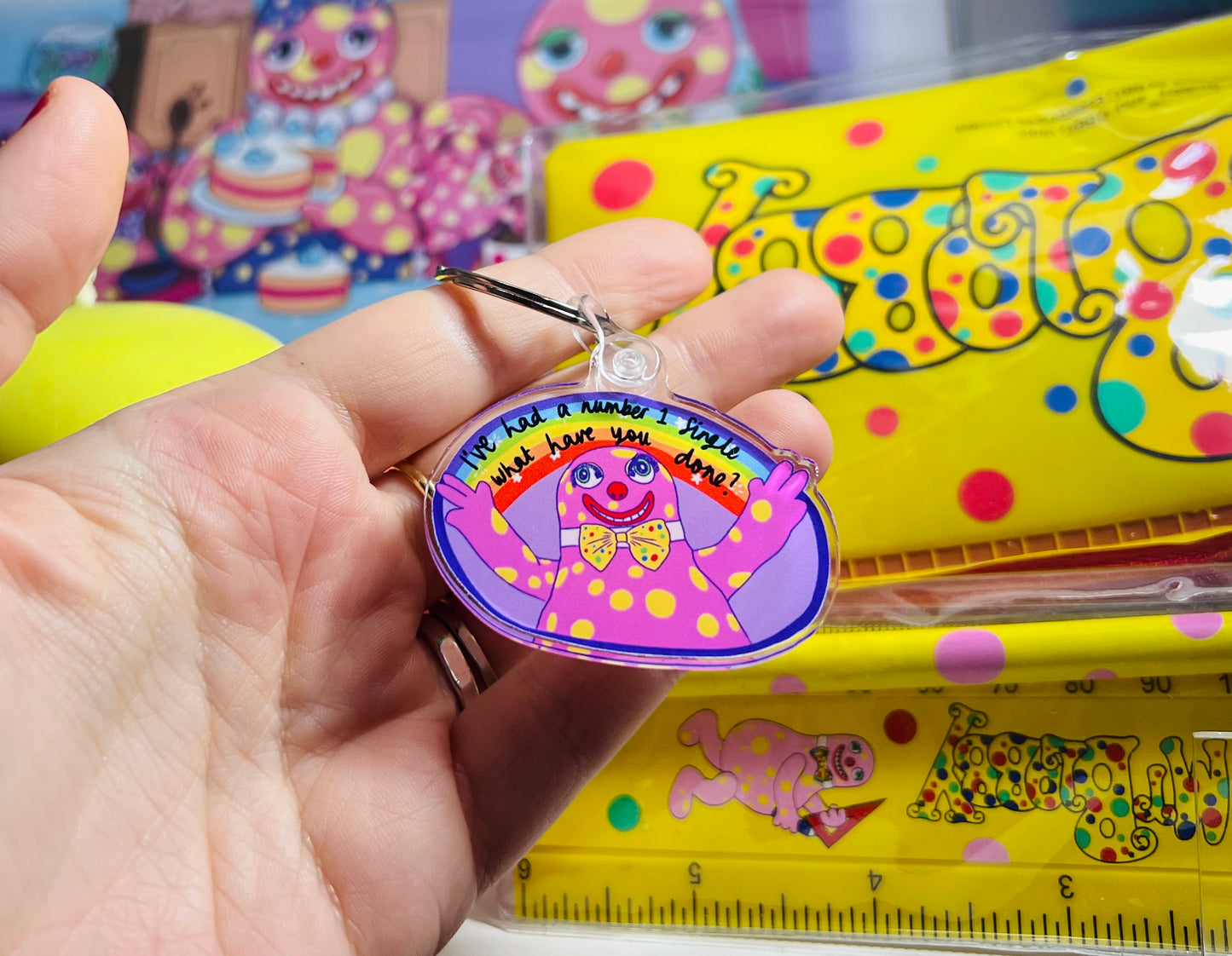 Mr Blobby sassy acrylic keyring