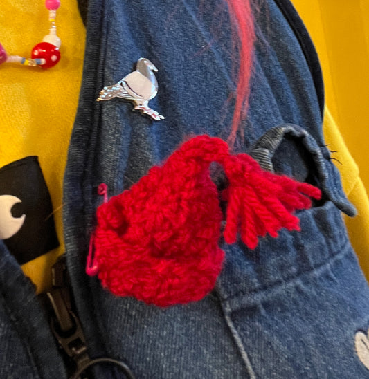 Red Hat Crochet brooch