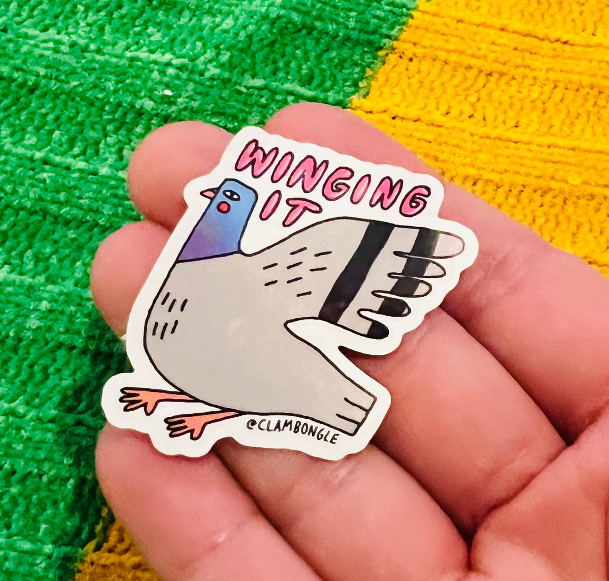 Winging It pigeon sticker