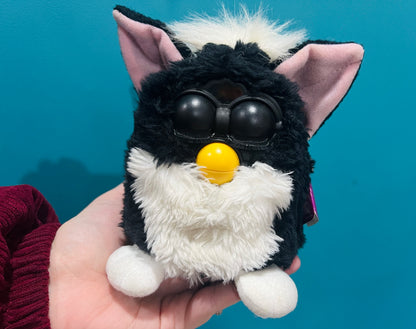 Vintage 1998 black & white Furby with packaging