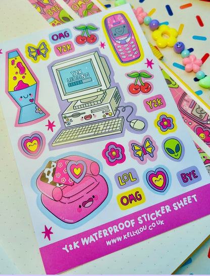 Y2K Nostalgia Inspired A6 Vinyl Sticker Sheet