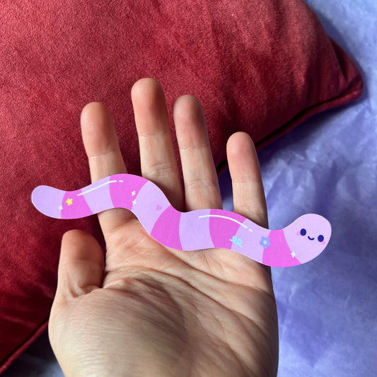 Happy Long Worm Sticker