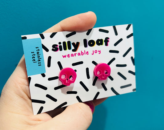 Pink skull Stud Earrings