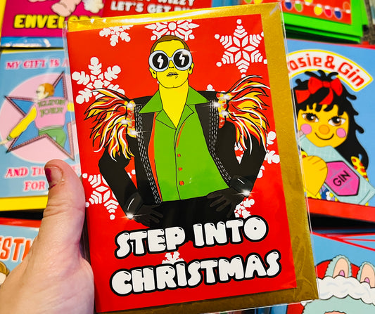 Step into Christmas Elton John inspired card
