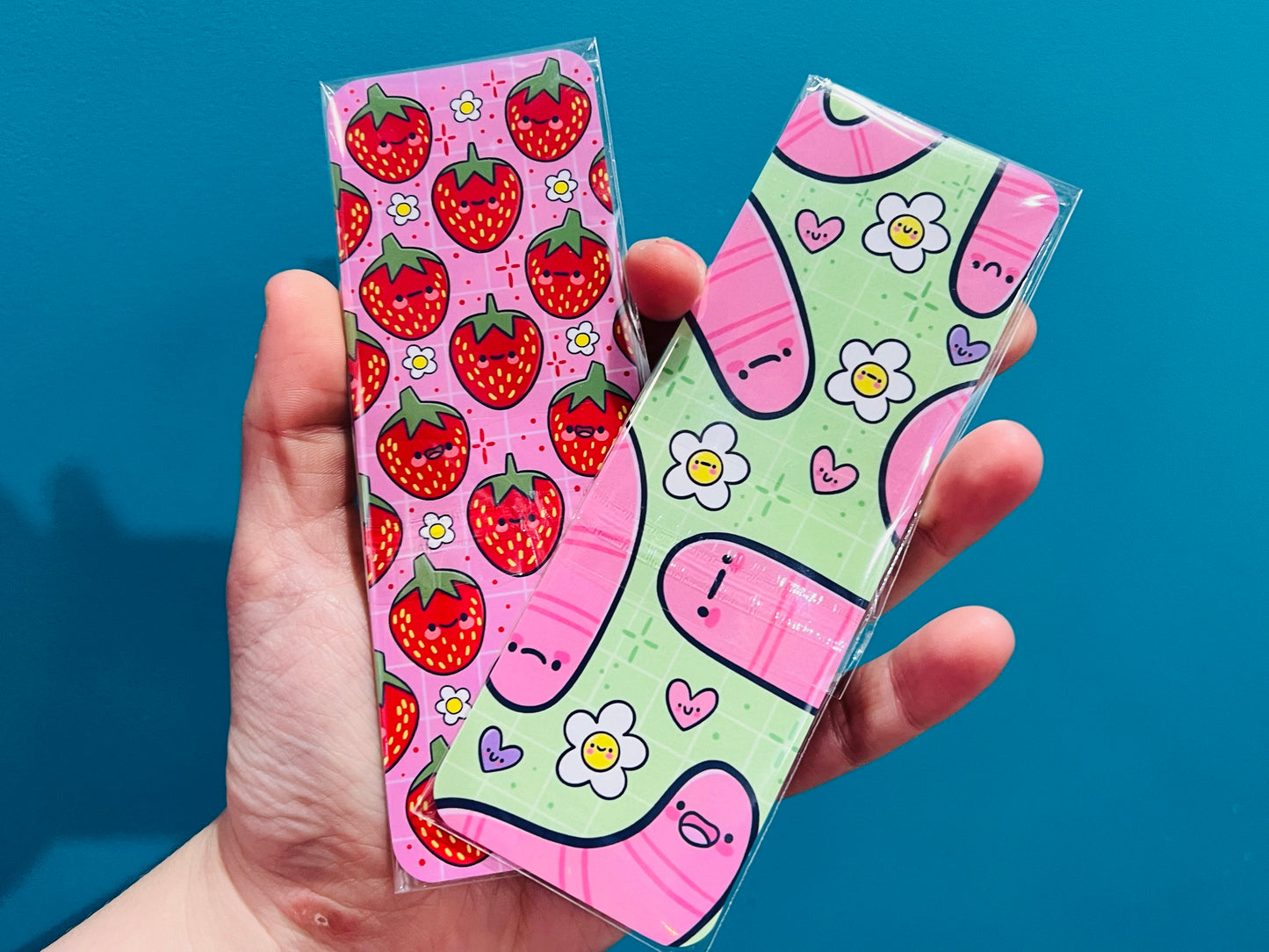 Berry Cute Strawberries / Worms Bookmark