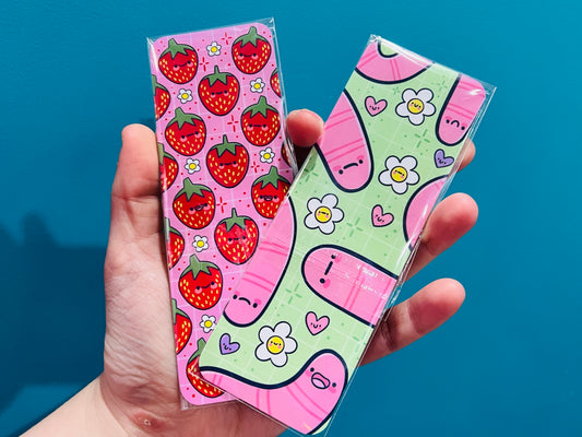 Berry Cute Strawberries / Worms Bookmark