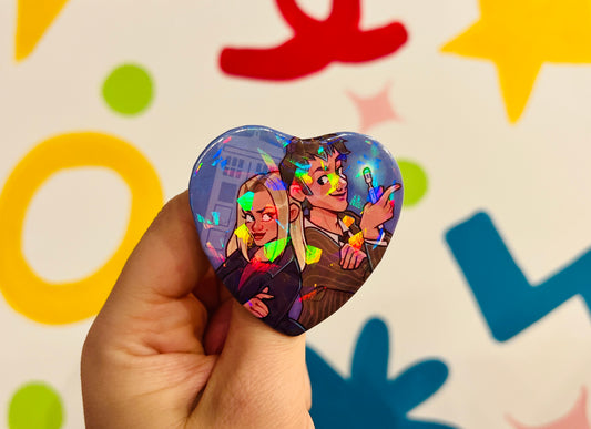 Ten & Rose besties glitter heart pin badge