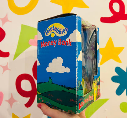 1996 Teletubbies money box with packaging (missing stopper)