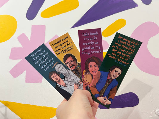 Pat Butcher / Jane McDonald / Mr Darcy / Alan Partridge inspired bookmarks