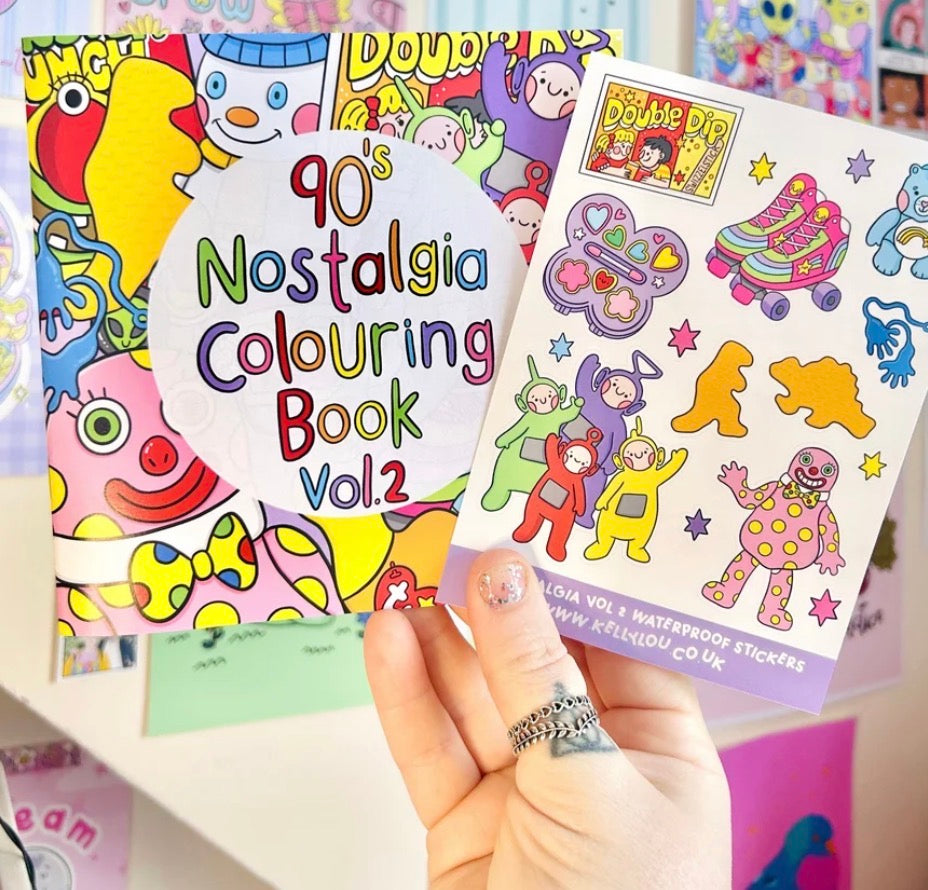 VOLUME 2 90's Nostalgia Colouring Book with free sticker sheet!