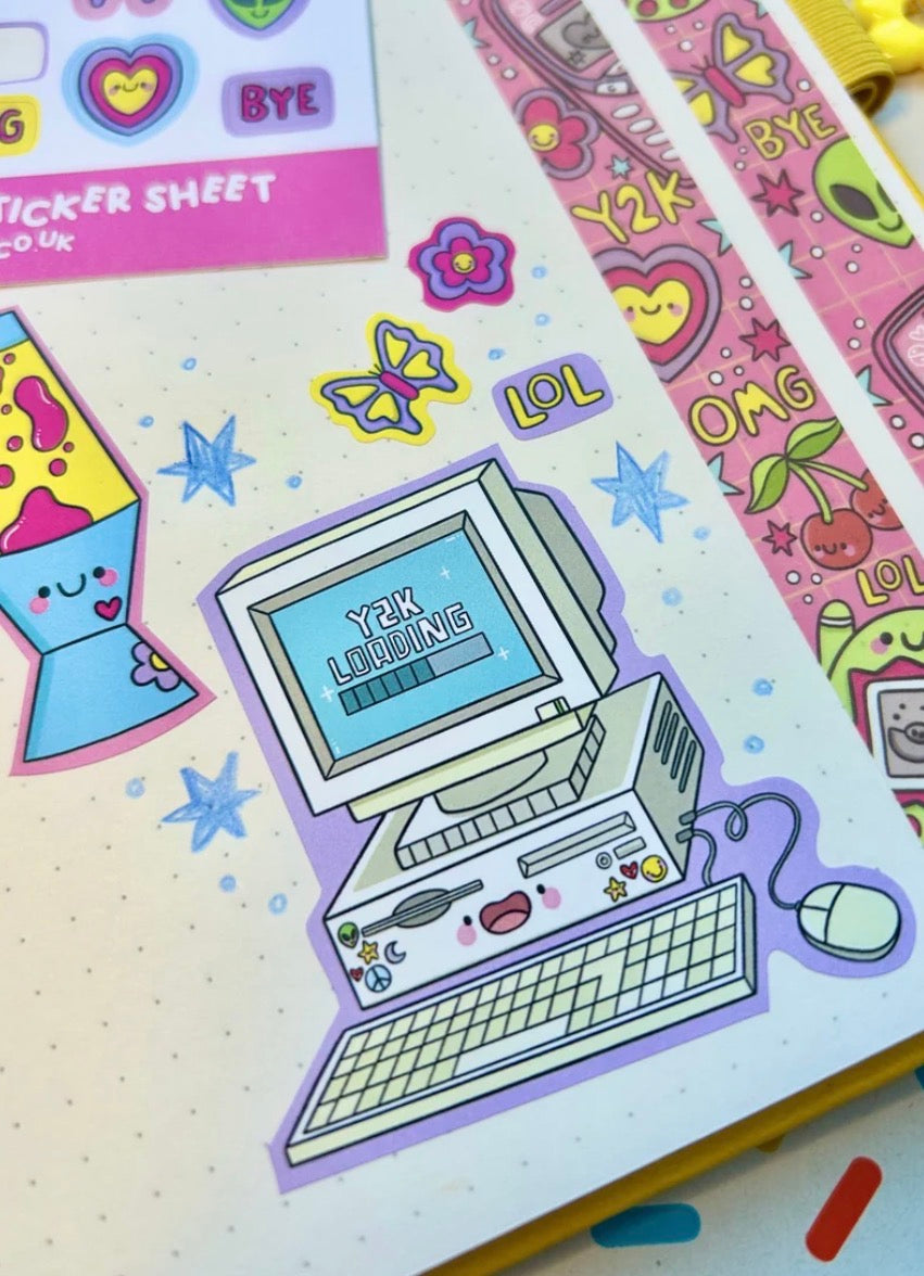 Y2K Nostalgia Inspired A6 Vinyl Sticker Sheet