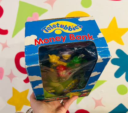1996 Teletubbies money box with packaging (missing stopper)