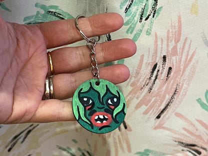 Hand painted Old Gregg inspired wooden 4cm keyring