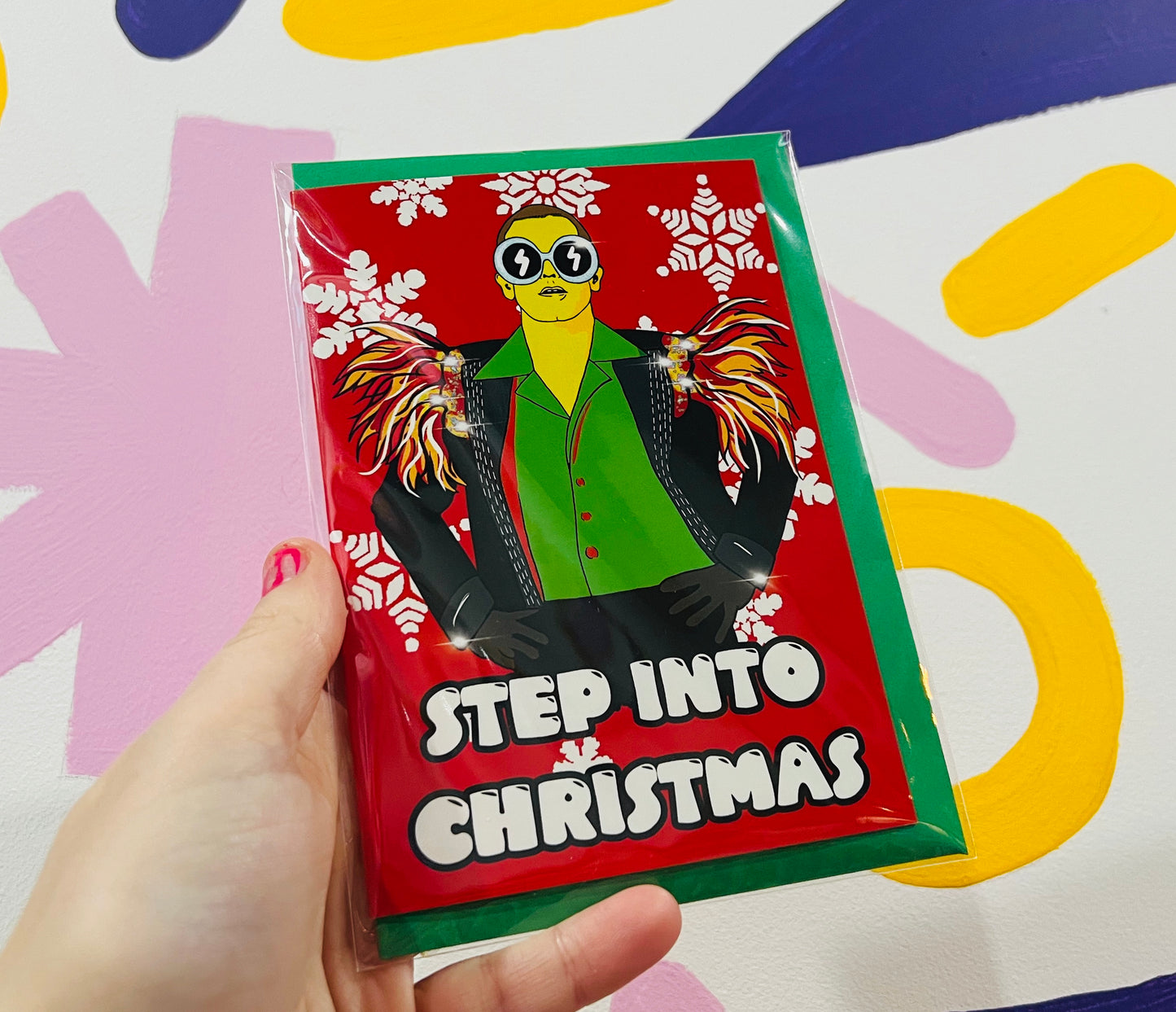 Step into Christmas Elton John inspired card