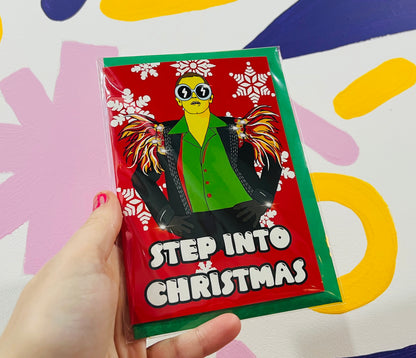 Step into Christmas Elton John inspired card