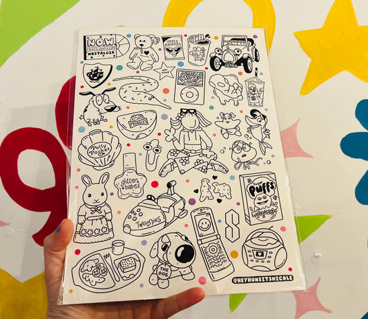 90’s icons A4 print