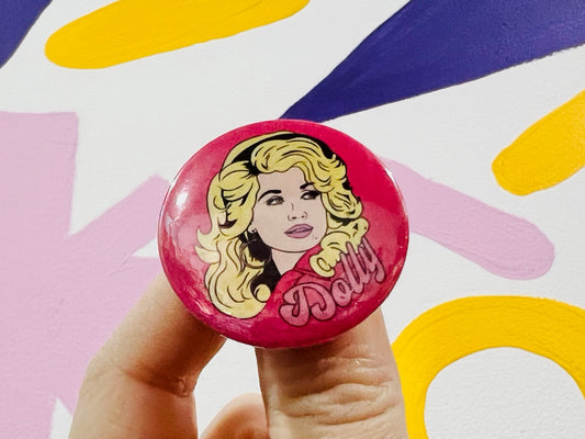 Dolly Button Pin Badge