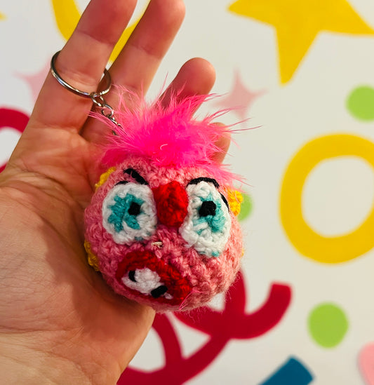 Crocheted punk Blobby keyrings