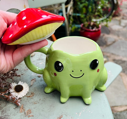 Frog Mug with Mushroom Lid