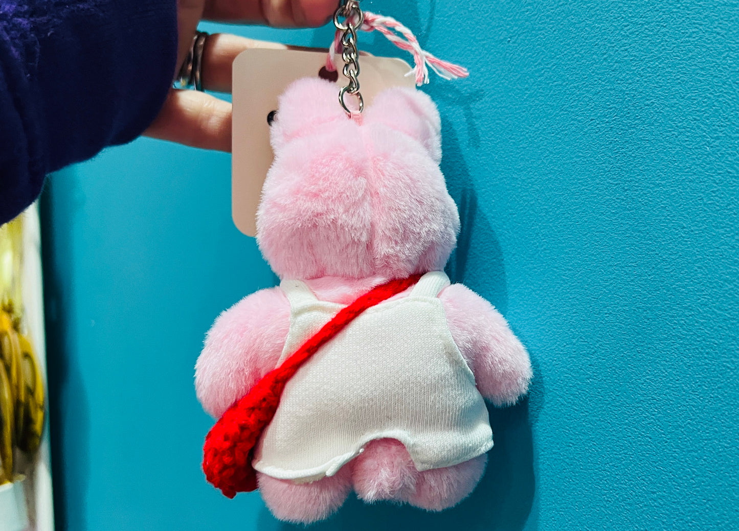 Pink rabbit plushie keyring - comes with stickers!