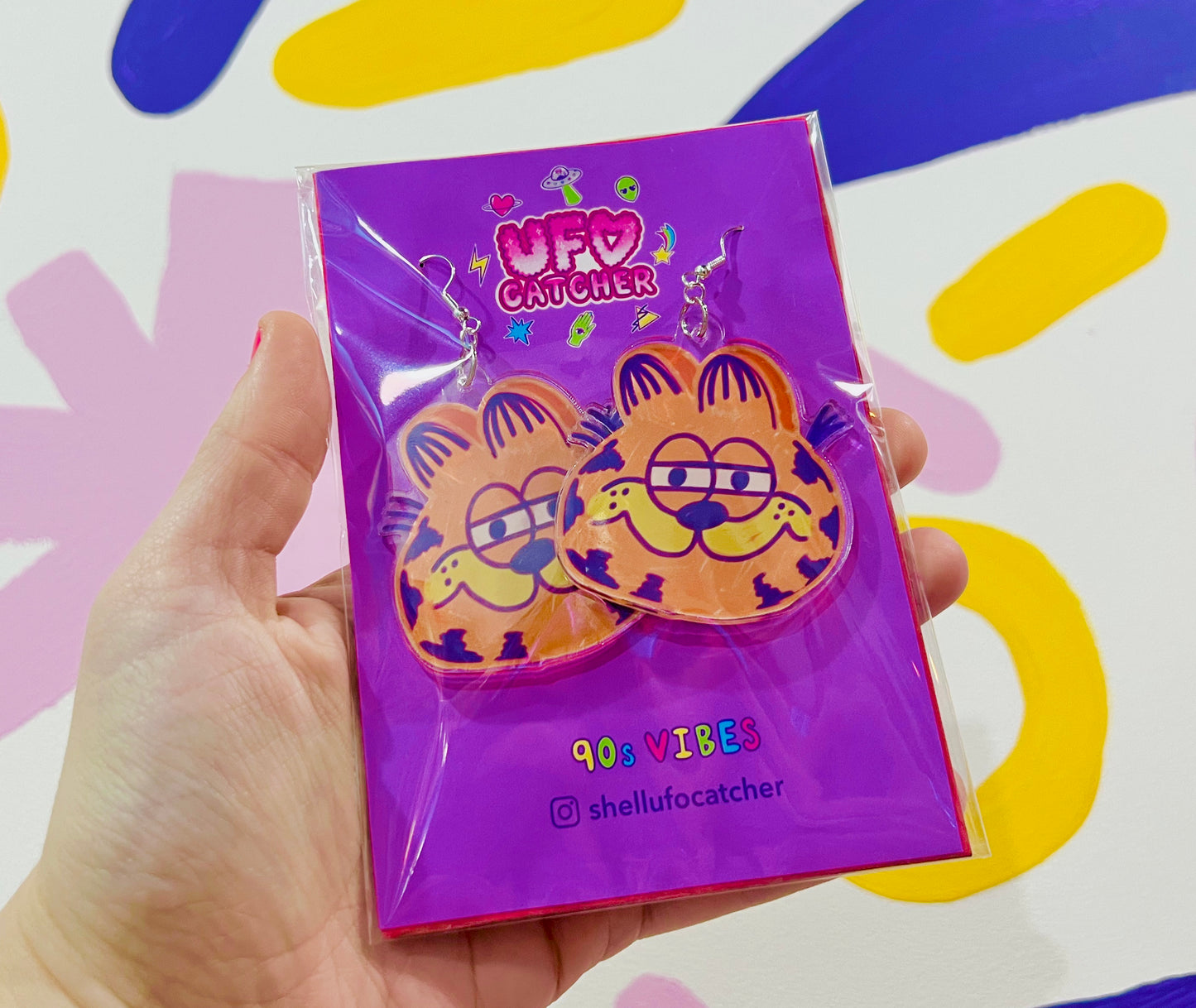 Garfield pencil drawn acrylic earrings