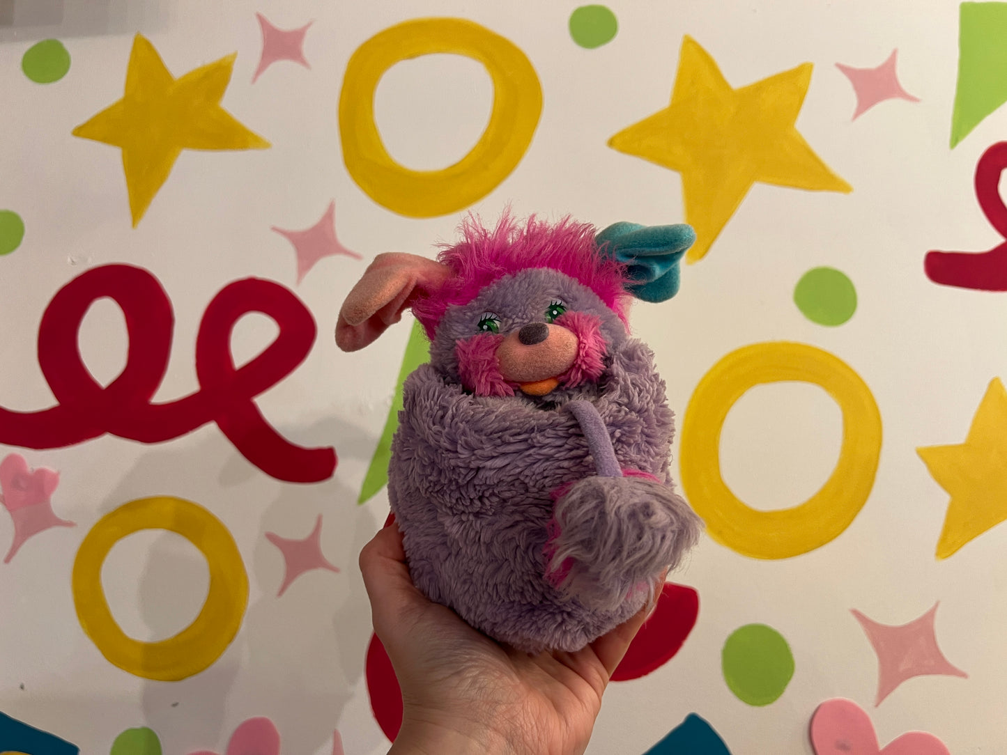Vintage 7" 1980s mini purple and pink Popples plush