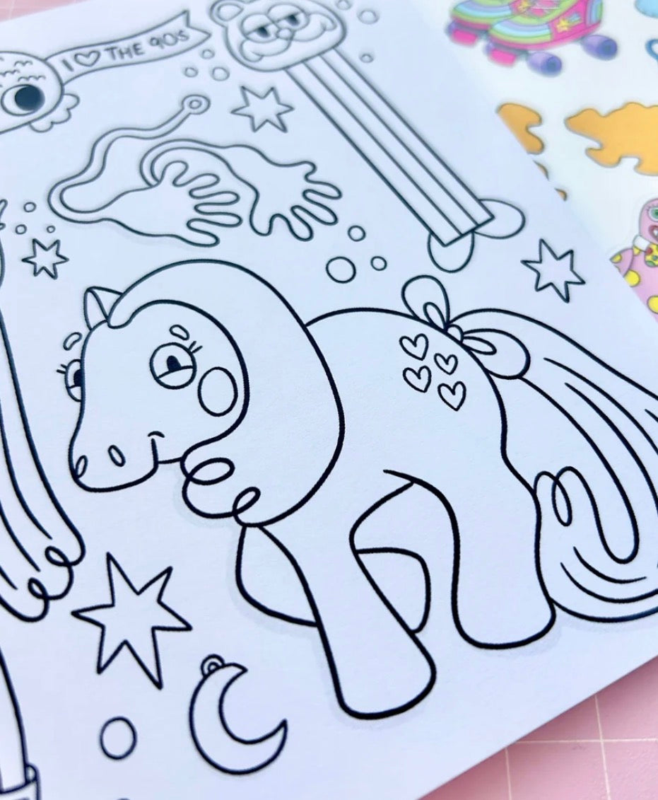 VOLUME 2 90's Nostalgia Colouring Book with free sticker sheet!